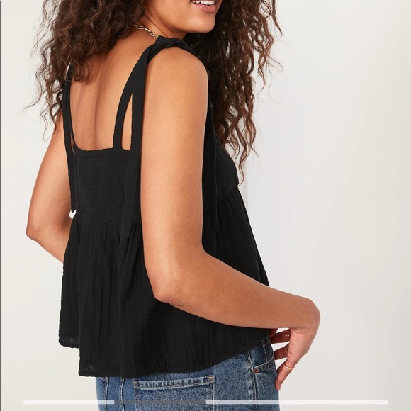 Tie-Shoulder Waist-Defined Swing Cami Blouse - Picture 7 of 7